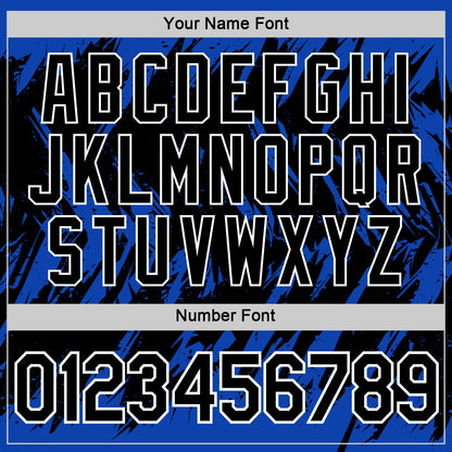 Custom Thunder Blue Black-White Torn Sharp Brush Stroke Splatter Performance T-Shirt