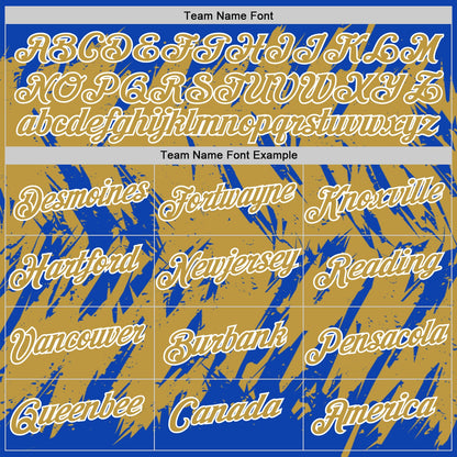 Custom Thunder Blue Old Gold-White Torn Sharp Brush Stroke Splatter Performance T-Shirt