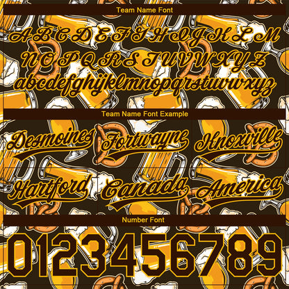 Custom Brown Gold 3D Pattern Design Beer Authentic Basketball Shorts