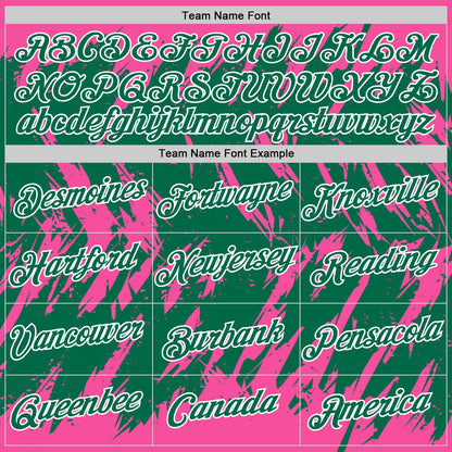 Custom Pink Kelly Green-White Torn Sharp Brush Stroke Splatter Performance T-Shirt
