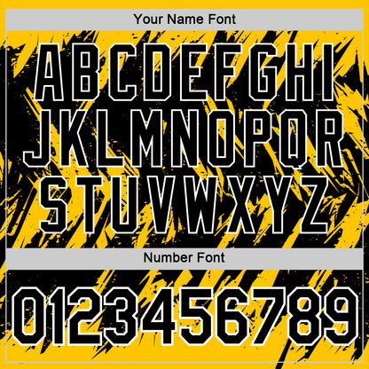 Custom Yellow Black-White Torn Sharp Brush Stroke Splatter Performance T-Shirt