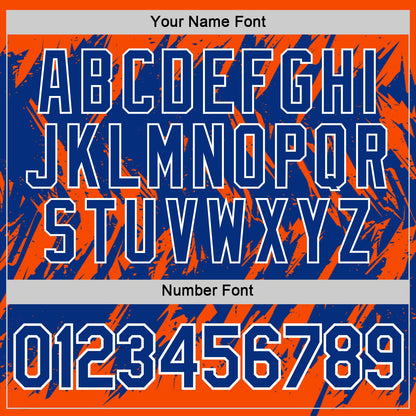 Custom Orange Royal-White Torn Sharp Brush Stroke Splatter Performance T-Shirt