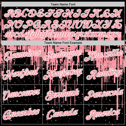 Custom Black Medium Pink-White Dripping Splatter Paint Performance T-Shirt