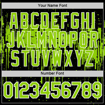 Custom Black Neon Green-White Dripping Splatter Paint Performance T-Shirt