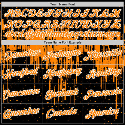 Custom Black Bay Orange-White Dripping Splatter Paint Performance T-Shirt