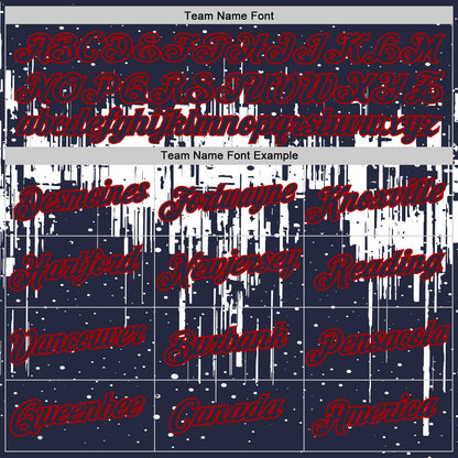Custom Navy White-Red Dripping Splatter Paint Performance T-Shirt