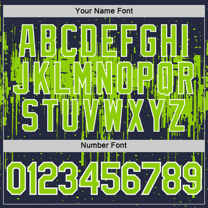 Custom Navy Neon Green-White Dripping Splatter Paint Performance T-Shirt