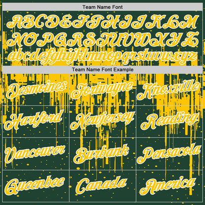 Custom Green Yellow-White Dripping Splatter Paint Performance T-Shirt
