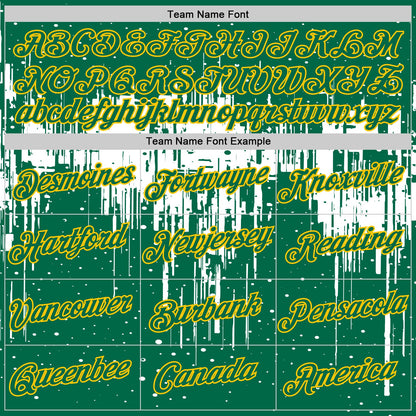 Custom Kelly Green White-Yellow Dripping Splatter Paint Performance T-Shirt