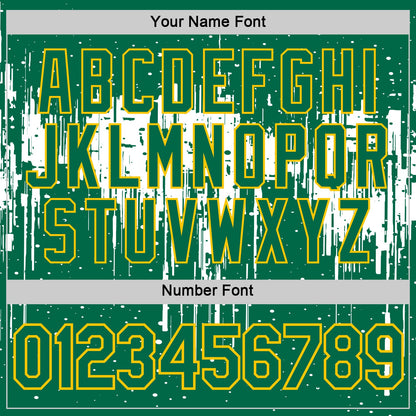 Custom Kelly Green White-Yellow Dripping Splatter Paint Performance T-Shirt