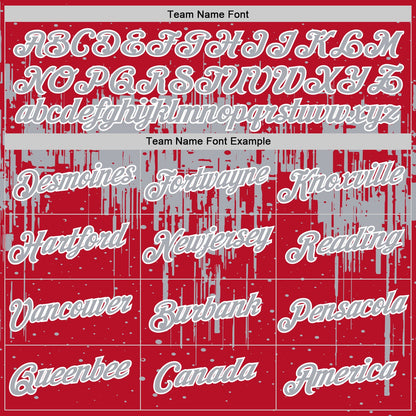 Custom Red Gray-White Dripping Splatter Paint Performance T-Shirt