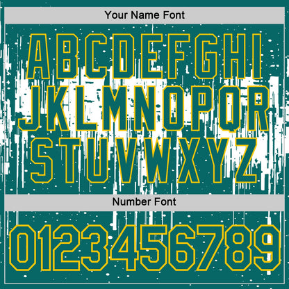Custom Teal White-Yellow Dripping Splatter Paint Performance T-Shirt