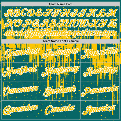Custom Teal Yellow-White Dripping Splatter Paint Performance T-Shirt