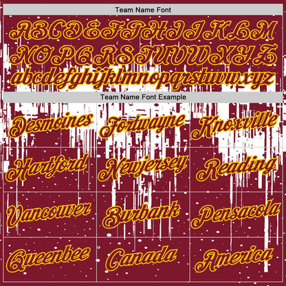 Custom Crimson White-Yellow Dripping Splatter Paint Performance T-Shirt