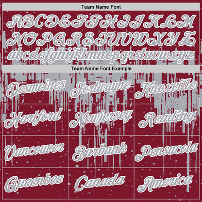 Custom Crimson Gray-White Dripping Splatter Paint Performance T-Shirt