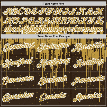 Custom Brown Old Gold-White Dripping Splatter Paint Performance T-Shirt