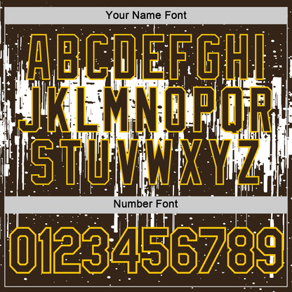 Custom Brown White-Yellow Dripping Splatter Paint Performance T-Shirt