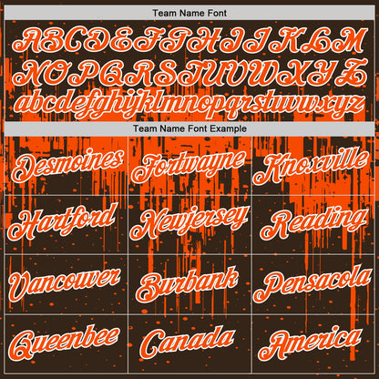 Custom Brown Orange-White Dripping Splatter Paint Performance T-Shirt