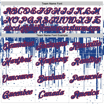 Custom White Royal-Red Dripping Splatter Paint Performance T-Shirt