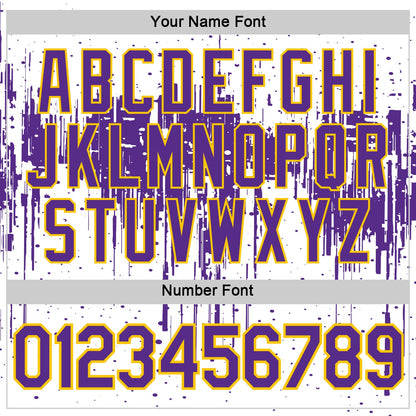 Custom White Purple-Yellow Dripping Splatter Paint Performance T-Shirt