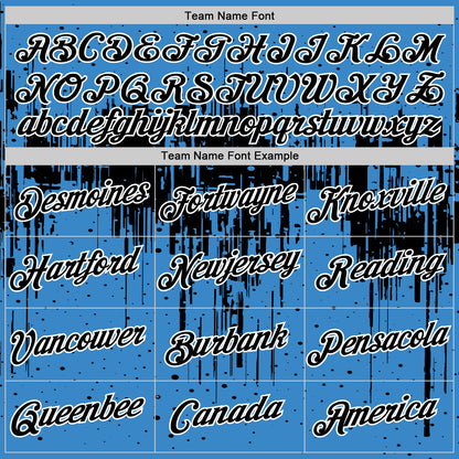 Custom Powder Blue Black-White Dripping Splatter Paint Performance T-Shirt