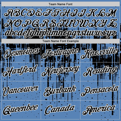 Custom Light Blue Black-White Dripping Splatter Paint Performance T-Shirt
