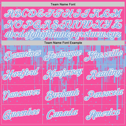 Custom Pink Light Blue-White Dripping Splatter Paint Performance T-Shirt