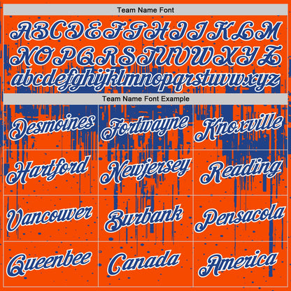 Custom Orange Royal-White Dripping Splatter Paint Performance T-Shirt