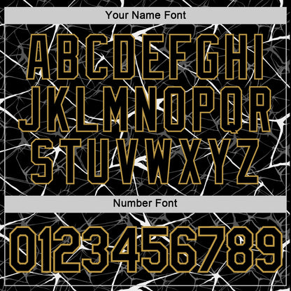 Custom Black White Gray-Old Gold Abstract Network Crackle Performance T-Shirt