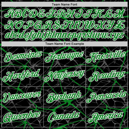 Custom Black Grass Green Gray-White Abstract Network Crackle Performance T-Shirt
