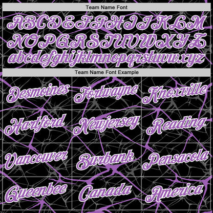 Custom Black Medium Purple Gray-White Abstract Network Crackle Performance T-Shirt
