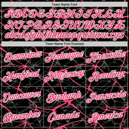 Custom Black Neon Pink Gray-White Abstract Network Crackle Performance T-Shirt
