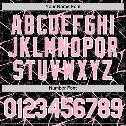 Custom Black Light Pink Gray-White Abstract Network Crackle Performance T-Shirt