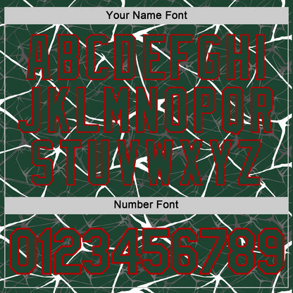 Custom Green White Gray-Red Abstract Network Crackle Performance T-Shirt