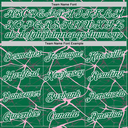 Custom Kelly Green Light Pink Gray-White Abstract Network Crackle Performance T-Shirt