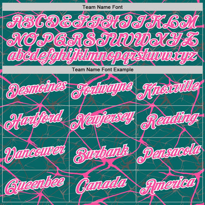 Custom Teal Pink Gray-White Abstract Network Crackle Performance T-Shirt