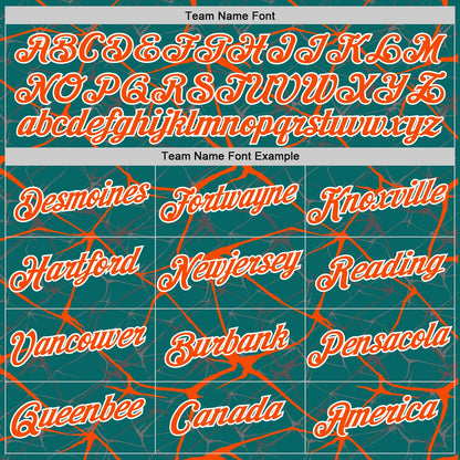 Custom Teal Orange Gray-White Abstract Network Crackle Performance T-Shirt