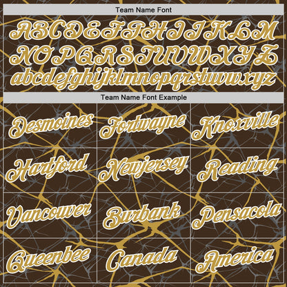 Custom Brown Old Gold Gray-White Abstract Network Crackle Performance T-Shirt
