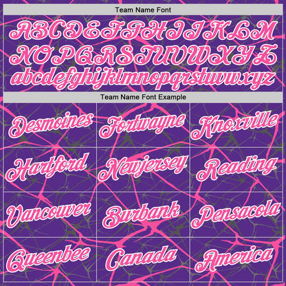 Custom Purple Pink Gray-White Abstract Network Crackle Performance T-Shirt