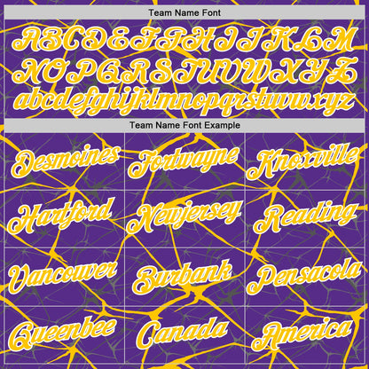 Custom Purple Yellow Gray-White Abstract Network Crackle Performance T-Shirt