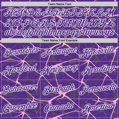 Custom Purple Light Pink Gray-White Abstract Network Crackle Performance T-Shirt