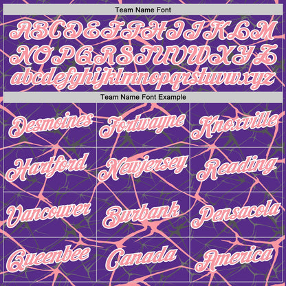 Custom Purple Medium Pink Gray-White Abstract Network Crackle Performance T-Shirt