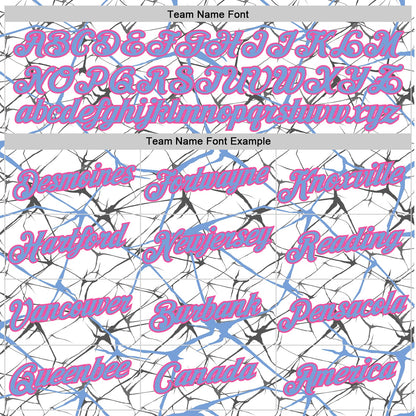 Custom White Powder Blue Gray-Pink Abstract Network Crackle Performance T-Shirt