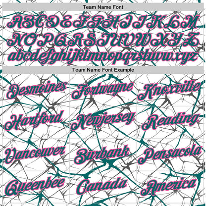 Custom White Teal Gray-Pink Abstract Network Crackle Performance T-Shirt