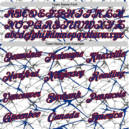 Custom White Royal Gray-Red Abstract Network Crackle Performance T-Shirt
