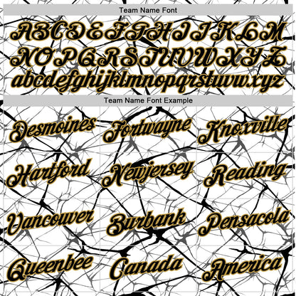 Custom White Black Gray-Old Gold Abstract Network Crackle Performance T-Shirt