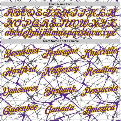 Custom White Purple Gray-Yellow Abstract Network Crackle Performance T-Shirt