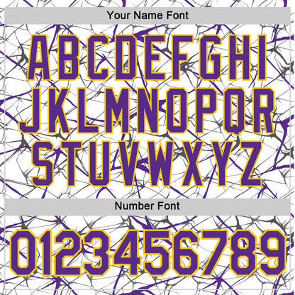Custom White Purple Gray-Yellow Abstract Network Crackle Performance T-Shirt