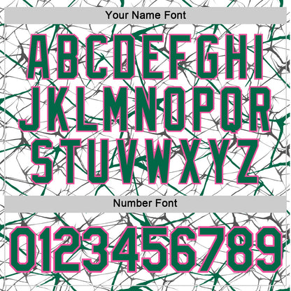 Custom White Kelly Green Gray-Pink Abstract Network Crackle Performance T-Shirt