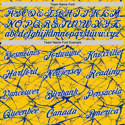Custom Yellow Royal Gray-White Abstract Network Crackle Performance T-Shirt
